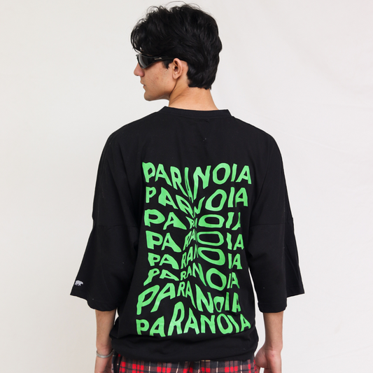 Paranoia - Black Unisex Oversized T-Shirt (Print on Back)