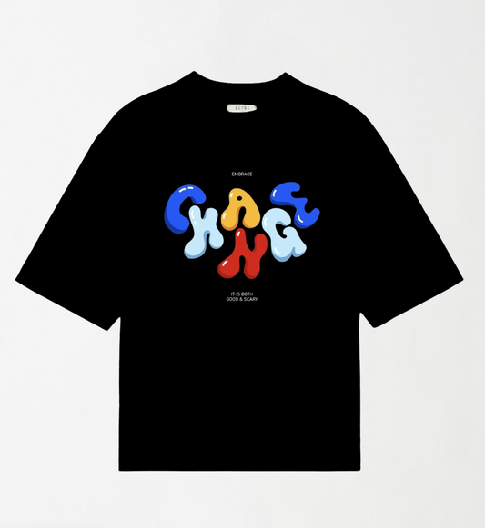 Embrace Change - Black Unisex Oversized Drop-Shoulder T-Shirt