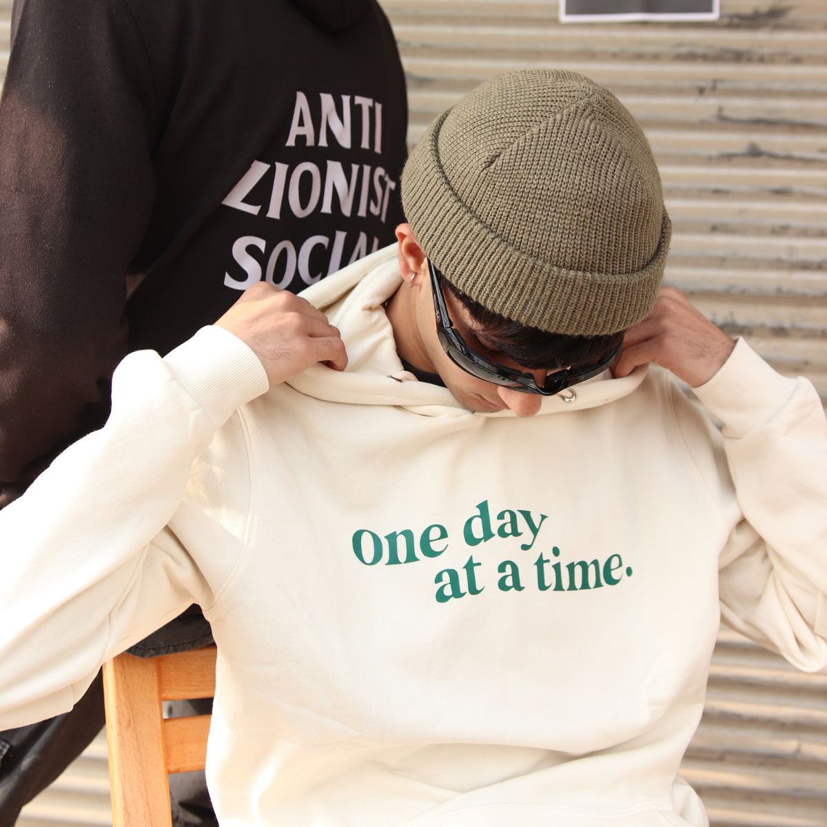 One Day At A Time - Off White Graphic Hoodie