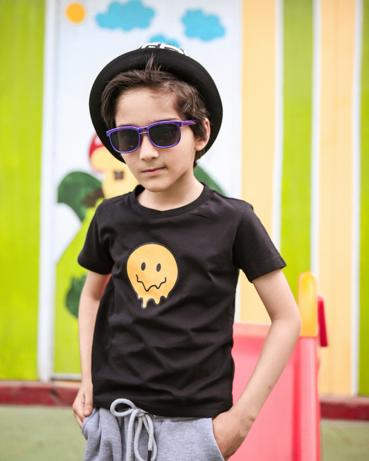 Melting Smile - Black Unisex Kids T-Shirt