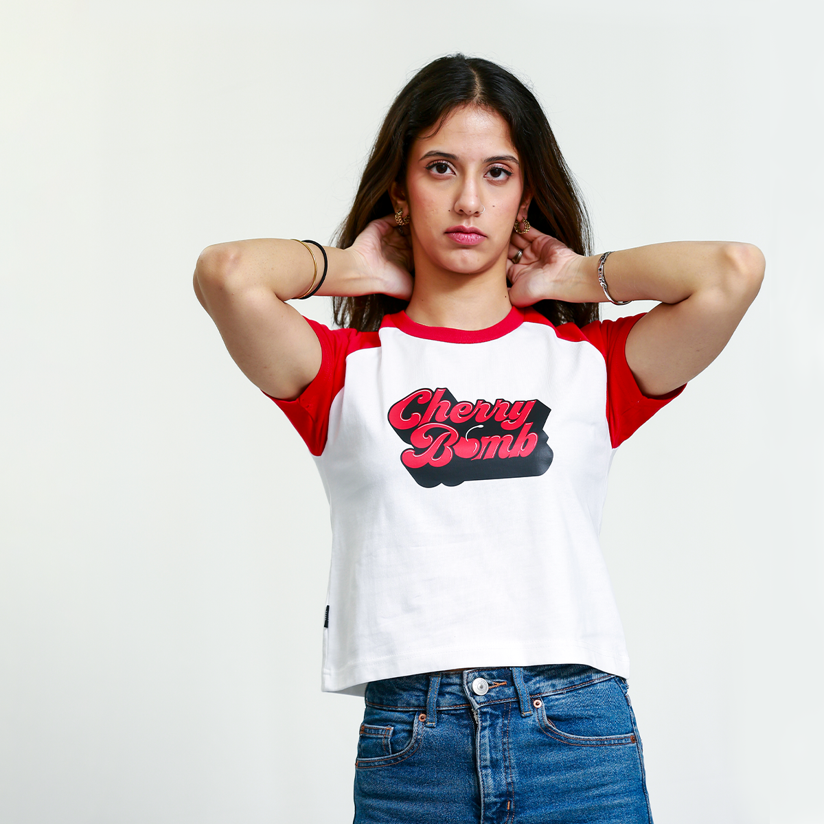 Cherry Bomb Raglan Baby Tee