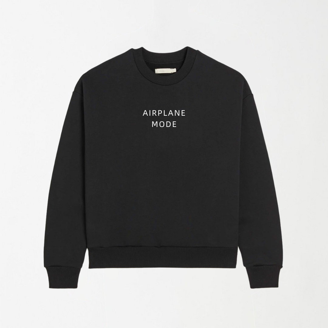 Airplane Mode - Black Graphic Sweatshirt