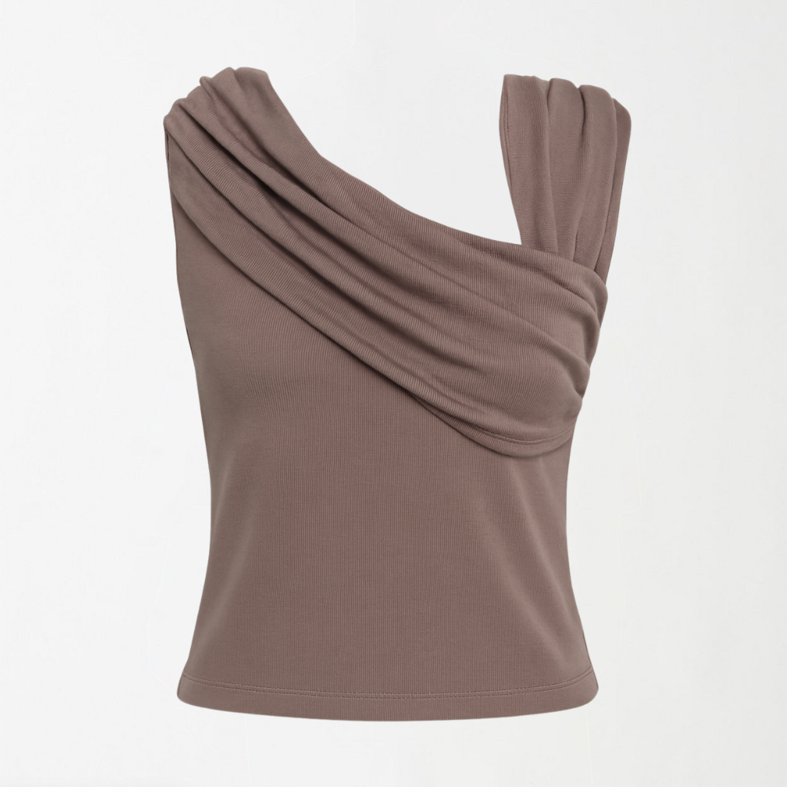 Mulberry Mocha Drape Ribbed Top