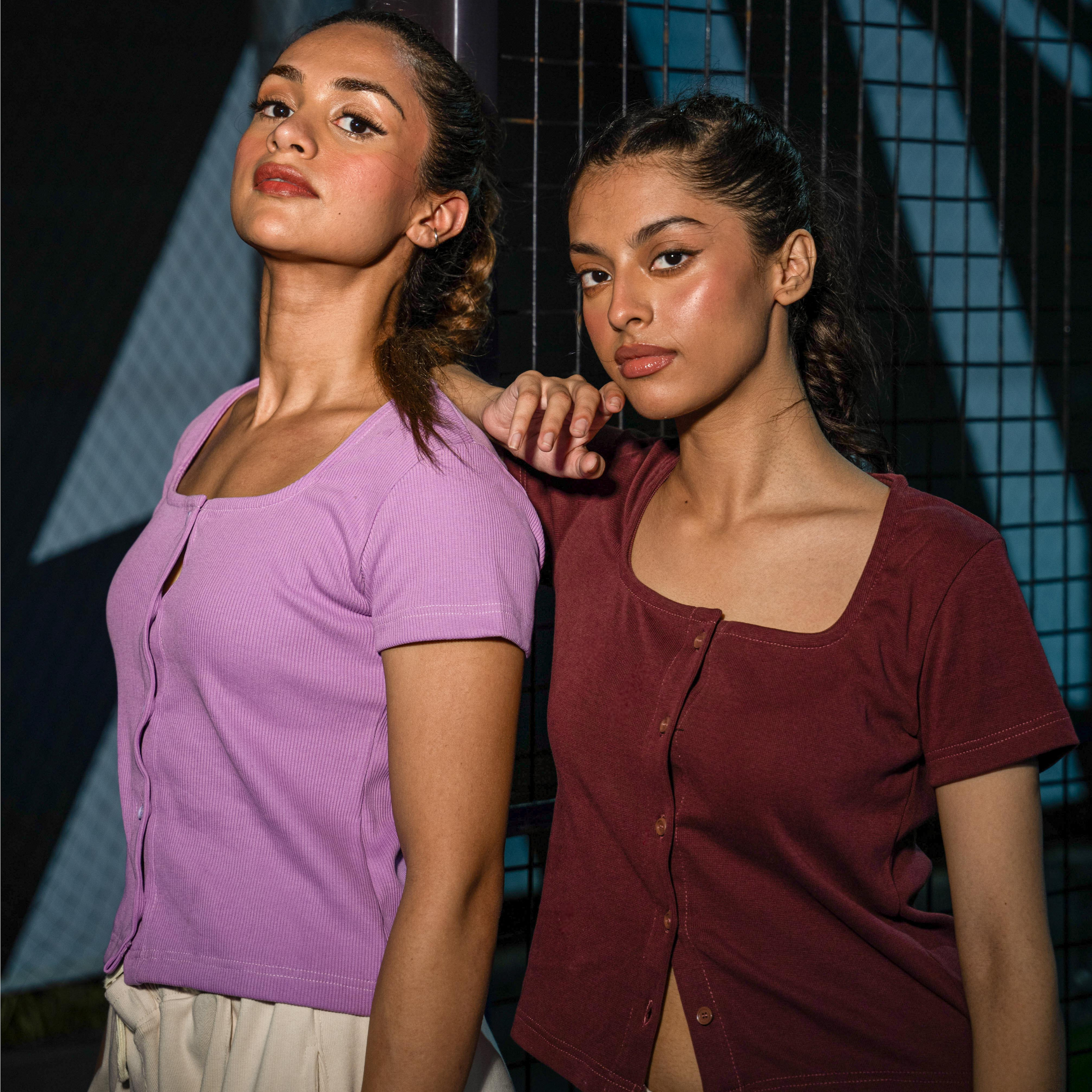 Lilac Mist Button Through Square Neck Top