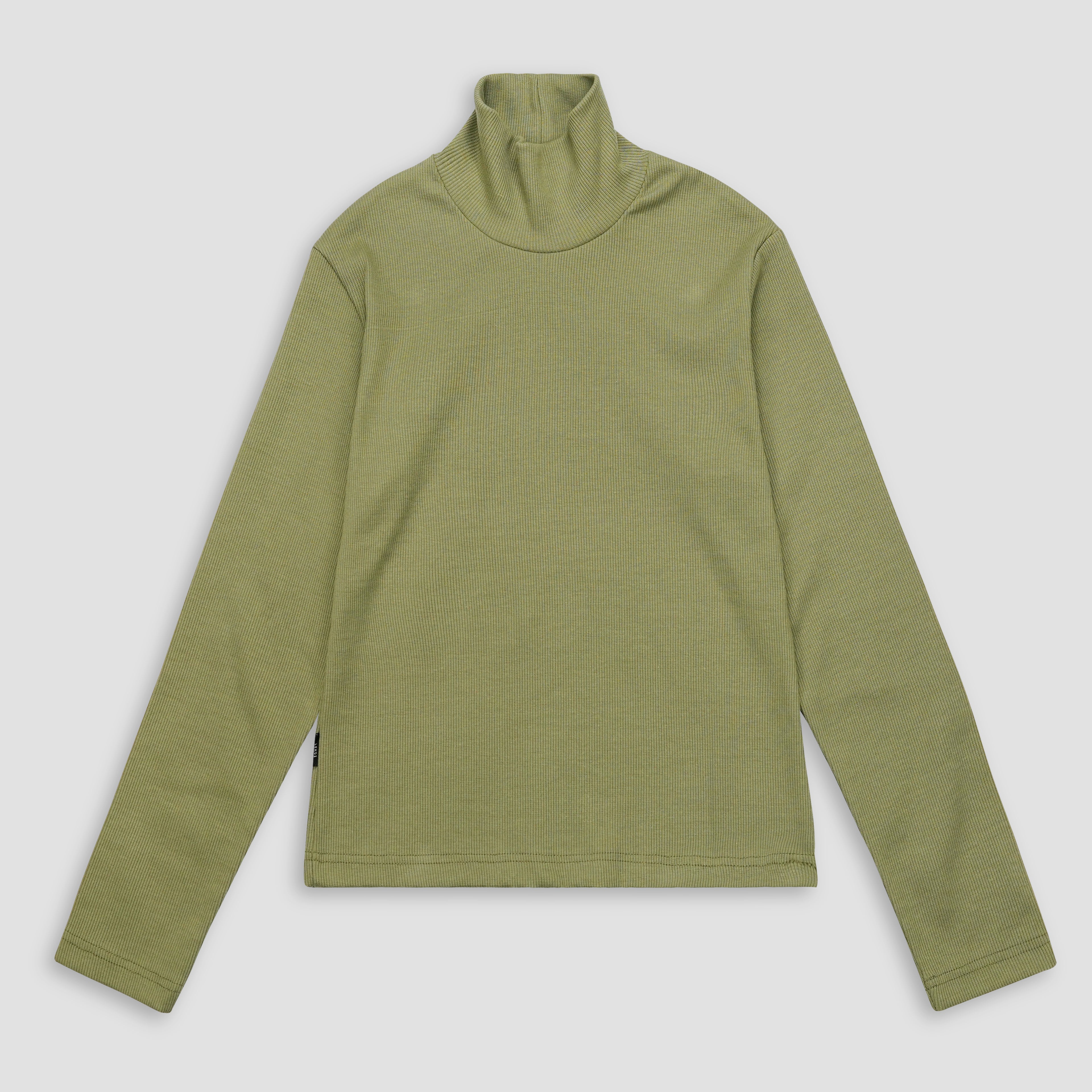 Olive Ribbed Turtle Neck