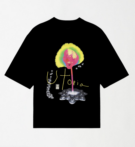 Travis Scott Utopia - Black Unisex Oversized Drop-Shoulder T-Shirt (Print on Back)