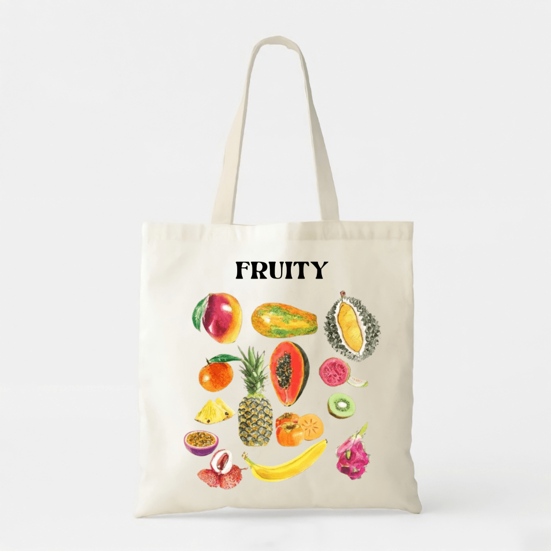 Fruity - White Cotton Tote Bag - Premium Unisex | LEKSI Pakistan