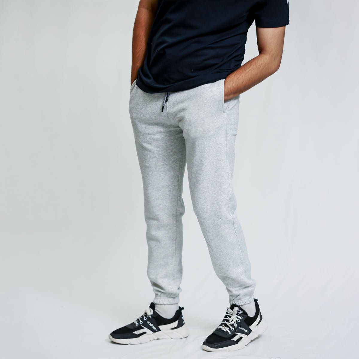 Heather White Unisex Sweatpants - Fleece (Winter - Friendly) XS - Premium Unisex Sweatpants | LEKSI Pakistan