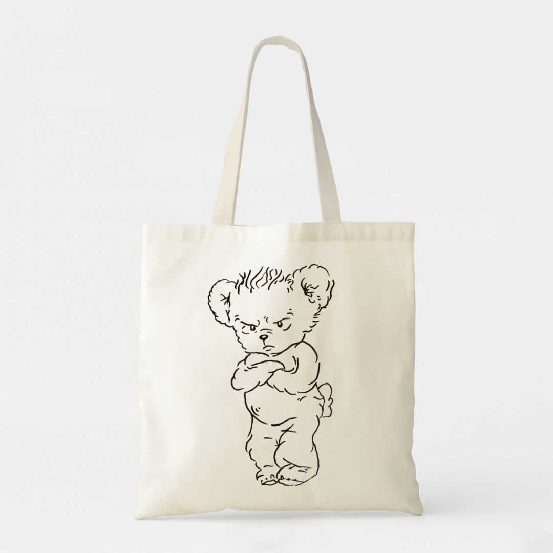 HS Bear - White Cotton Tote Bag - Premium Unisex | LEKSI Pakistan