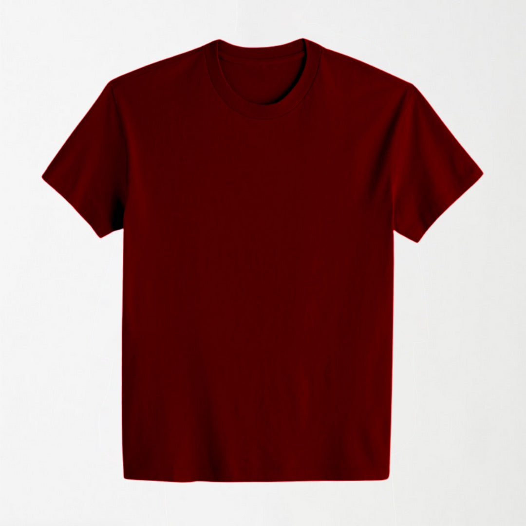 Burgundy - Round Neck Unisex T-Shirt