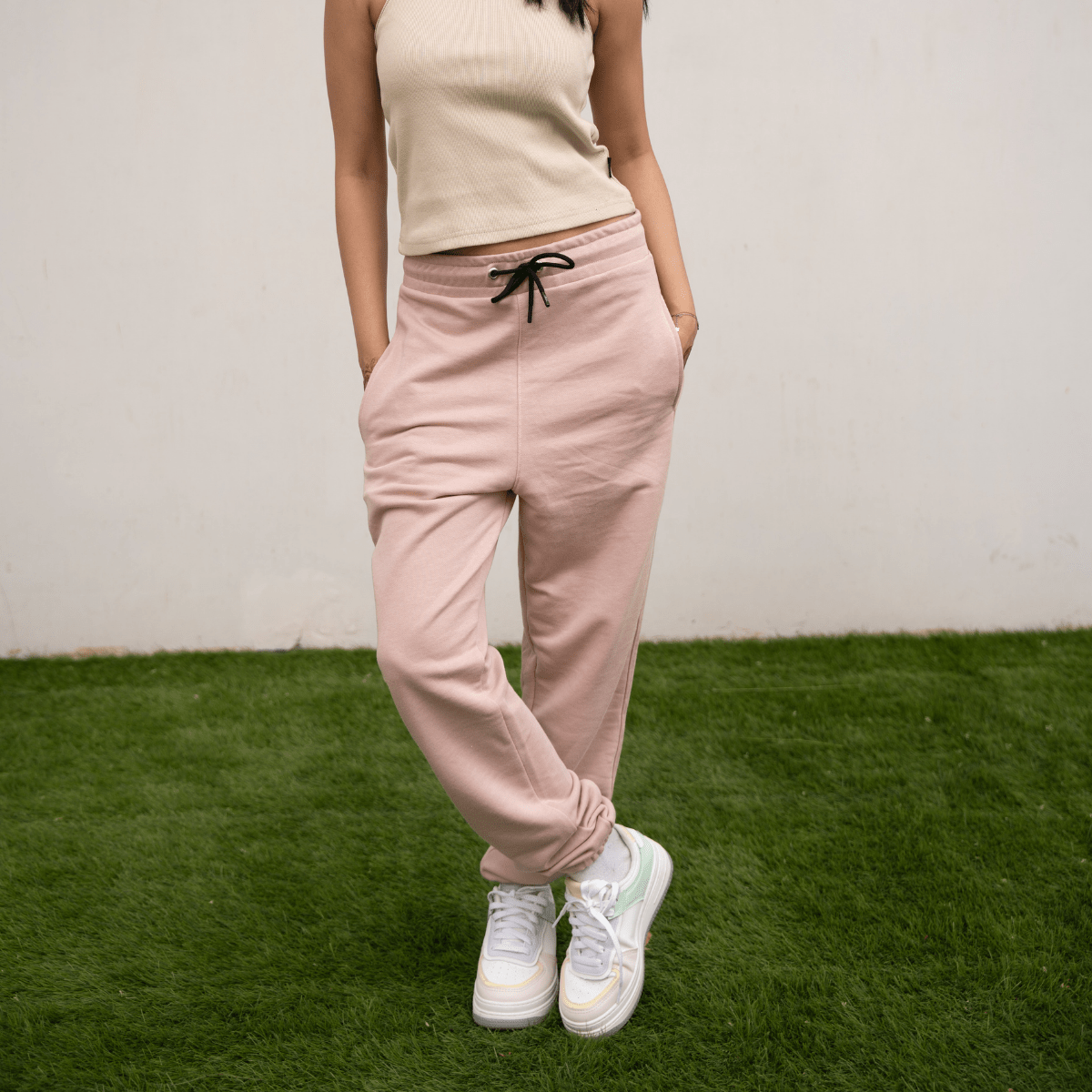 Kashmiri Chai Pink Unisex Terry Sweatpants (Summer - Friendly) XS - Premium Unisex Sweatpants | LEKSI Pakistan