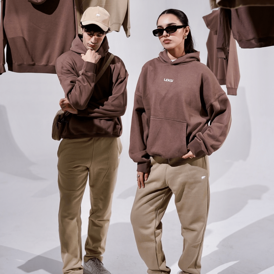 Khaki Unisex Tapered Sweatpants XS - Premium Unisex Straight - Leg Pants | LEKSI Pakistan