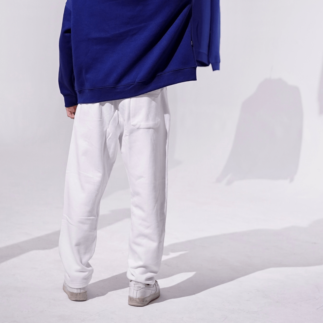 White Unisex Tapered Sweatpants XS - Premium Unisex Straight - Leg Pants | LEKSI Pakistan