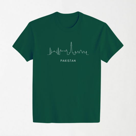Outlined Monuments (Flash Reflective) - Green Round Neck Unisex T-Shirt - 14th August Special