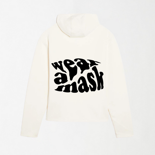 Wear A Mask (Black Text) - White Graphic Hoodie