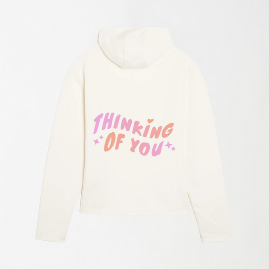 Thinking of You - White Graphic Hoodie