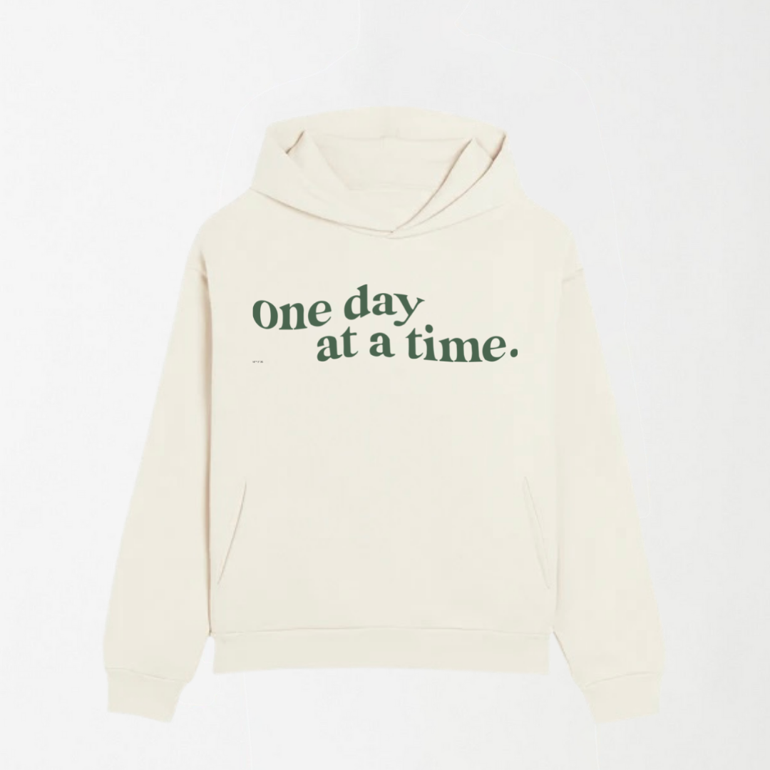 One Day At A Time - Off White Graphic Hoodie