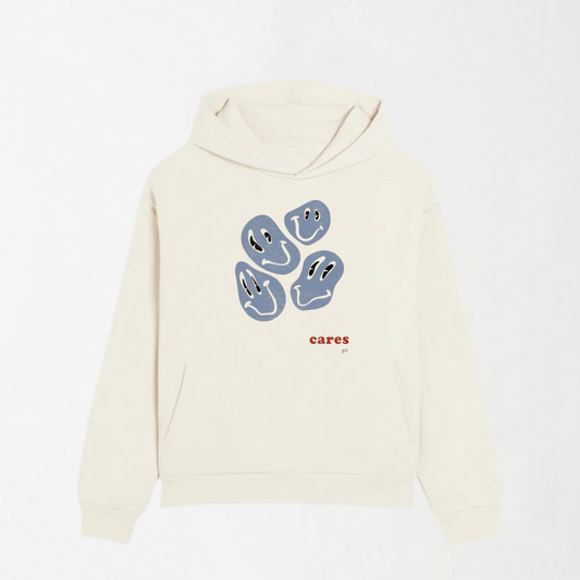 Smiley Cares - Off White Graphic Hoodie