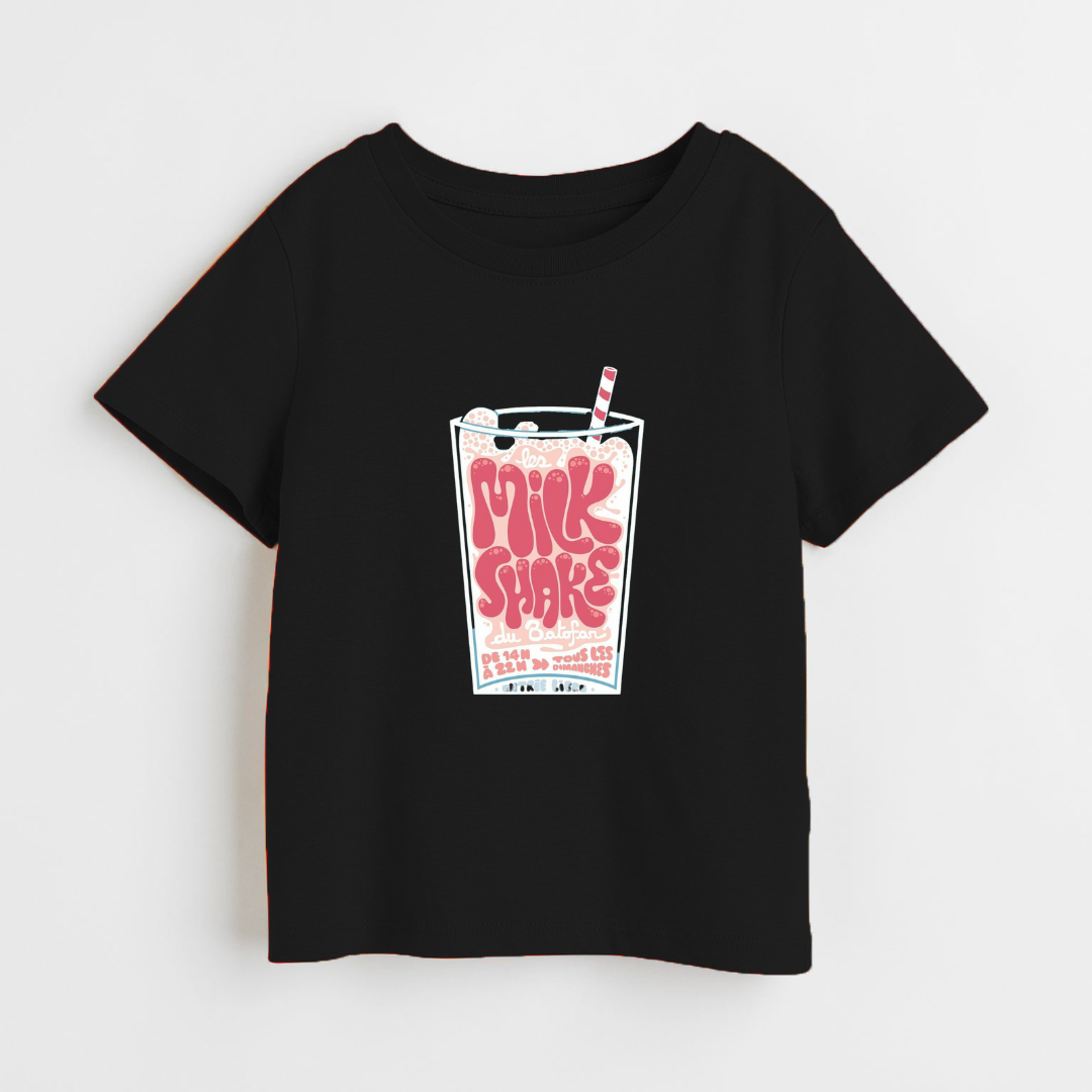 Milkshake - Black Unisex Kids T-Shirt