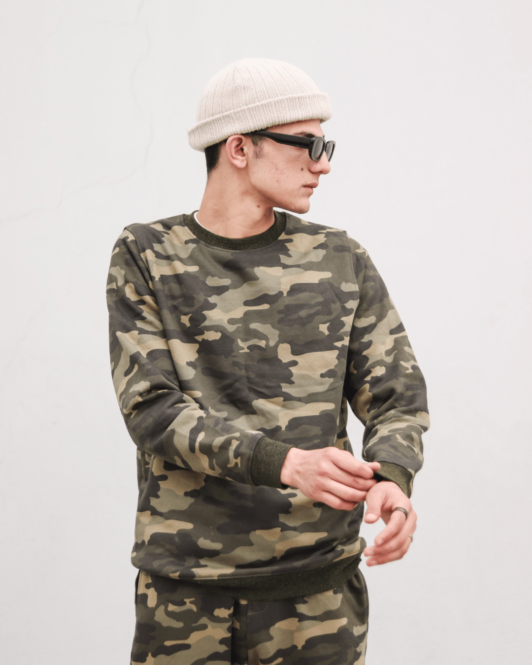 Army Green Print Unisex Sweatshirt XS - Premium Unisex | LEKSI Pakistan