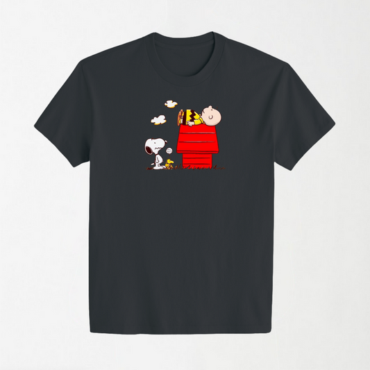 Snoopy - Grey Round Neck Unisex T-Shirt