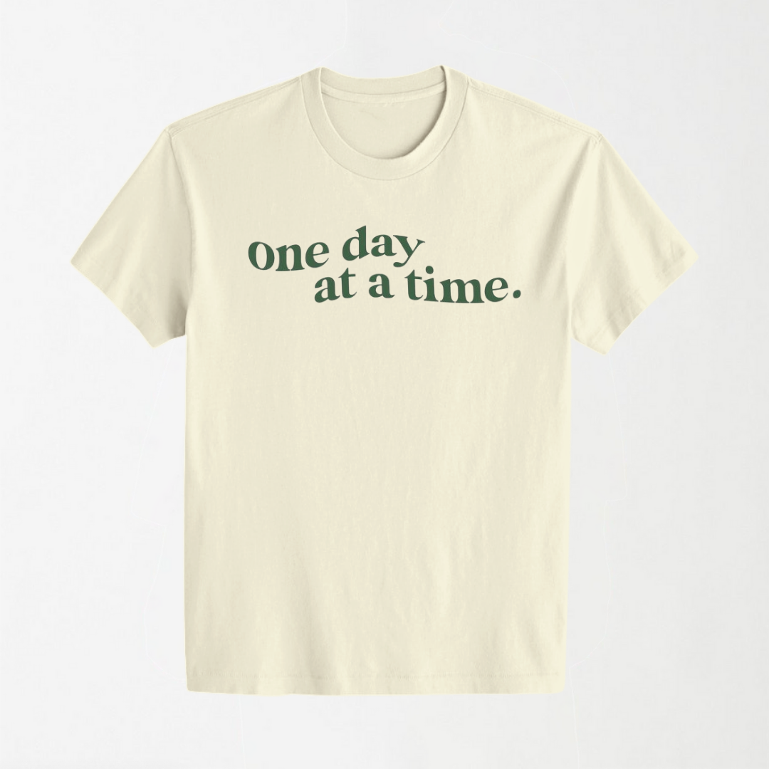 One Day At A Time - Off White Round Neck Unisex T-Shirt