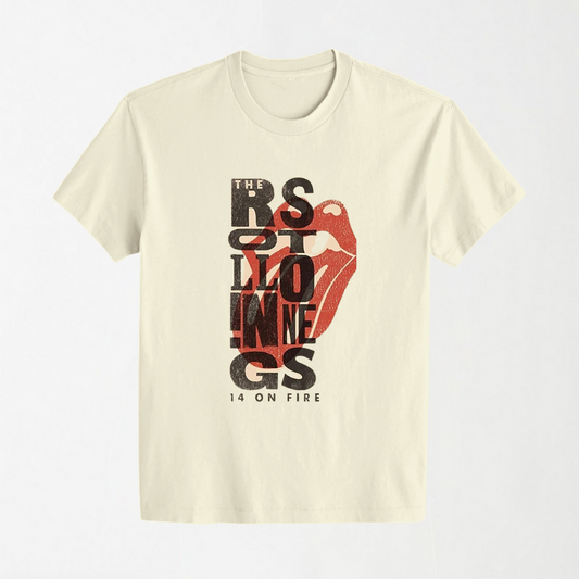 The Rolling Stones - Off White Round Neck Unisex T-Shirt