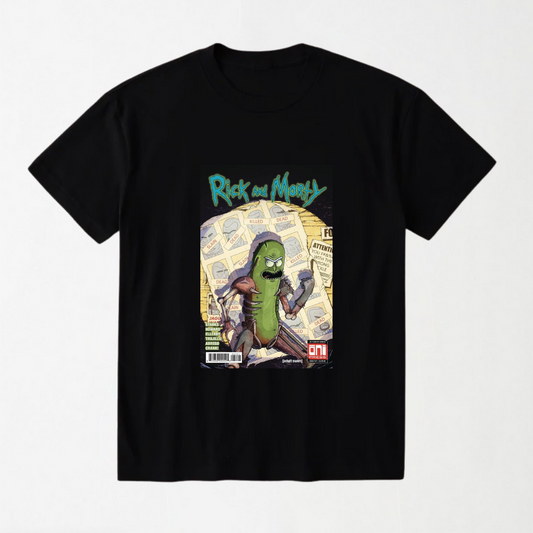 Pickle Rick - Black Round Neck Unisex T-Shirt