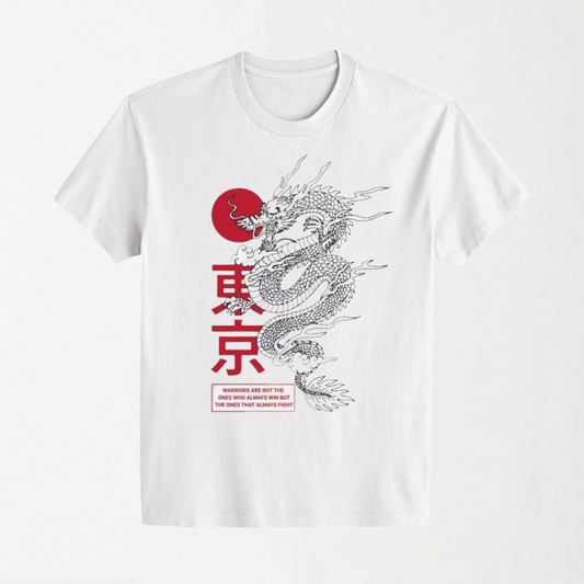 Dragon - White Round Neck Unisex T-Shirt
