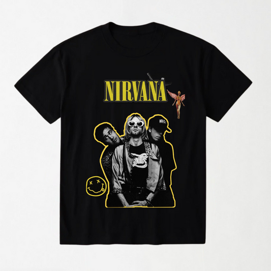 Nirvana 5 - Black Round Neck Unisex T-Shirt