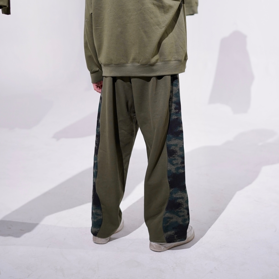 Olive Wavy Unisex Straight Leg Pants