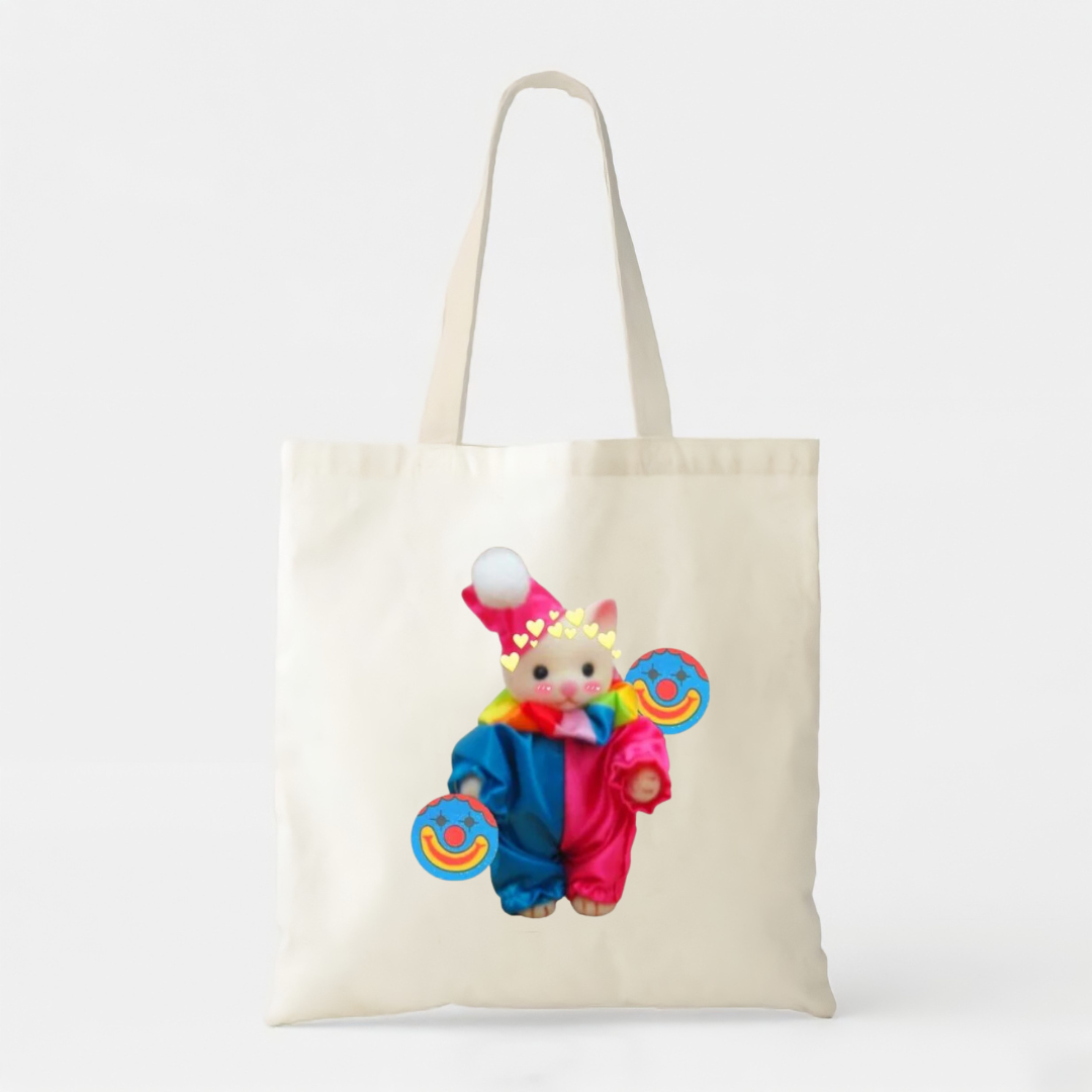 Chat Clown - White Cotton Tote Bag