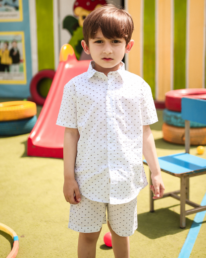 Polka Dots Collar Set (Shirt & Shorts) - Boys