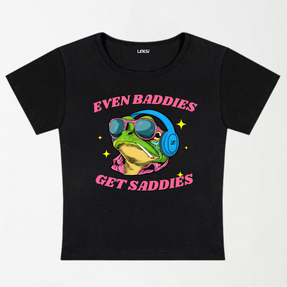 Even Baddies Get Saddies Y2K Baby Tee