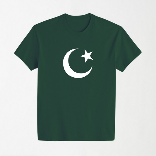 Crescent & Star - Green Round Neck Unisex T-Shirt - 14th August Special