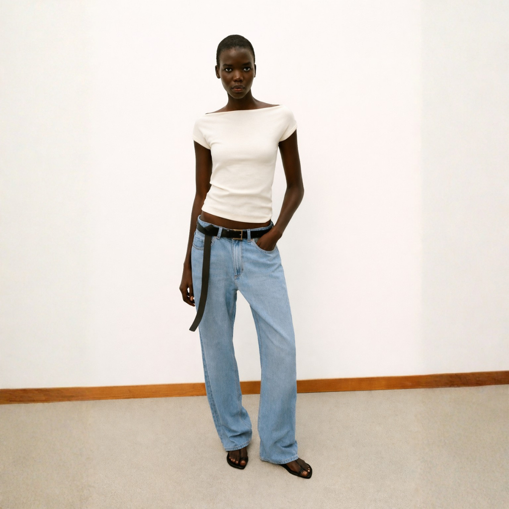 Boat Neck Ribbed Top