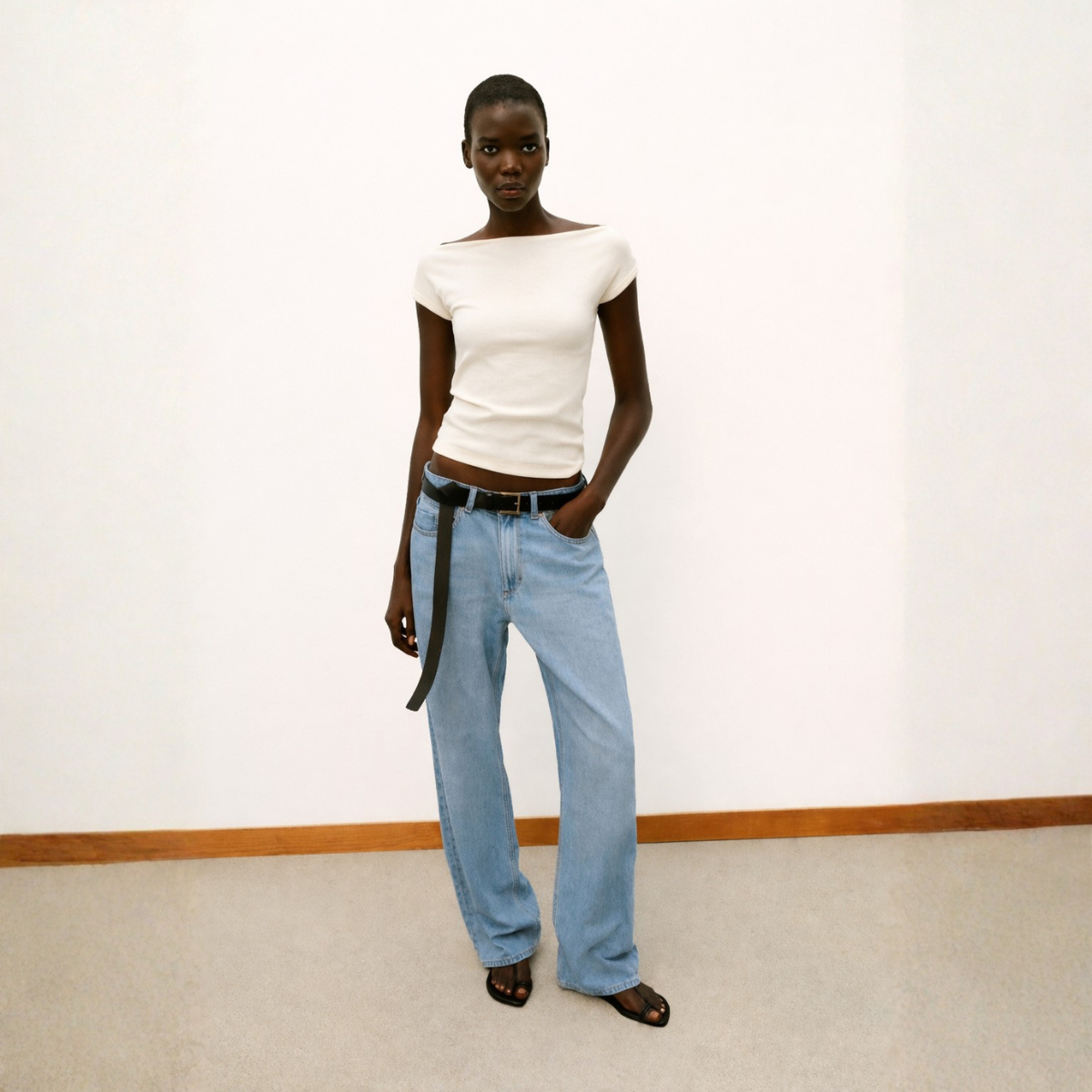 Boat Neck Ribbed Top