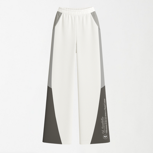 White & Grey Zone Straight Leg Unisex Pants