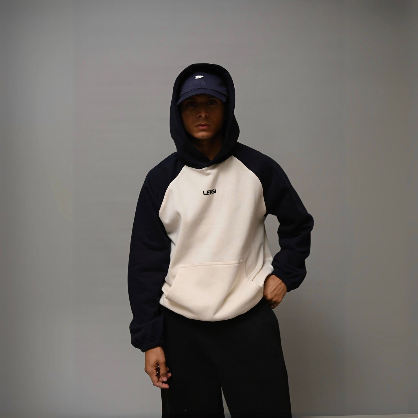 Navy Blue Unisex Raglan Hoodie