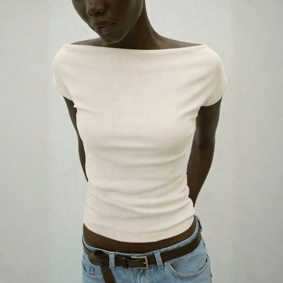 Boat Neck Ribbed Top