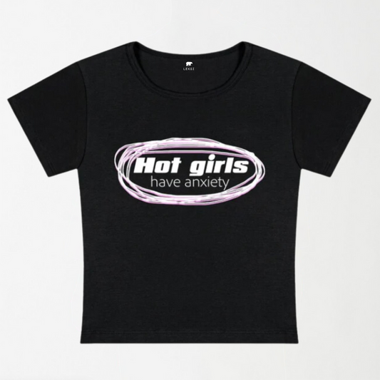 Hot Girls Have Anxiety Y2K Baby Tee