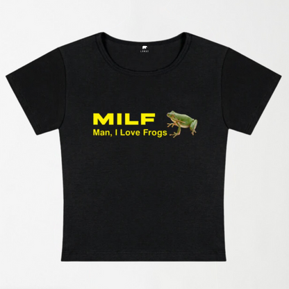 Man I Love Frogs Y2K Baby Tee