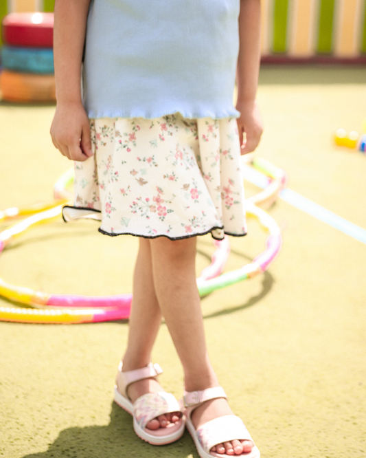 Off-White Floral Printed Girls Skirt