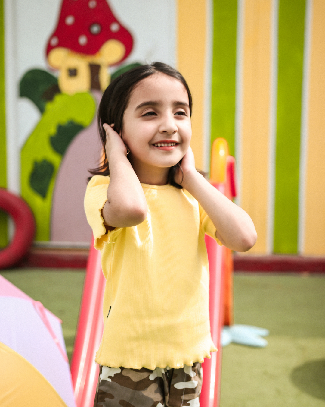 Yellow Ribbed Shirt - Girls