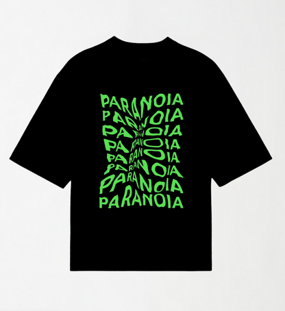 Paranoia - Black Unisex Oversized T-Shirt (Print on Back)