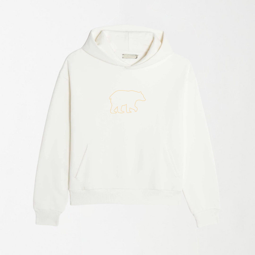 LEKSI Beige Outlined Bear - Graphic Hoodie