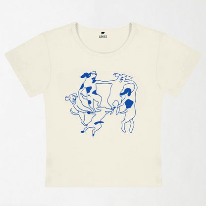 Dancing Dogs Y2K Baby Tee