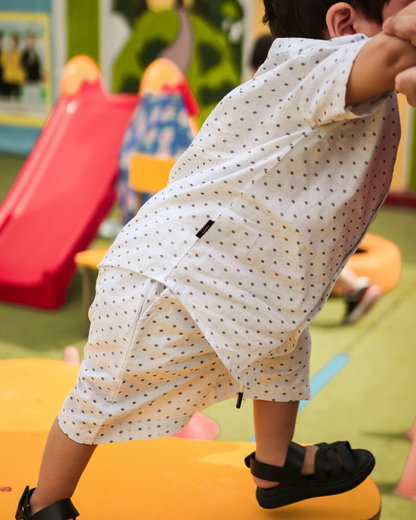 Polka Dots Collar Set (Shirt & Shorts) - Boys