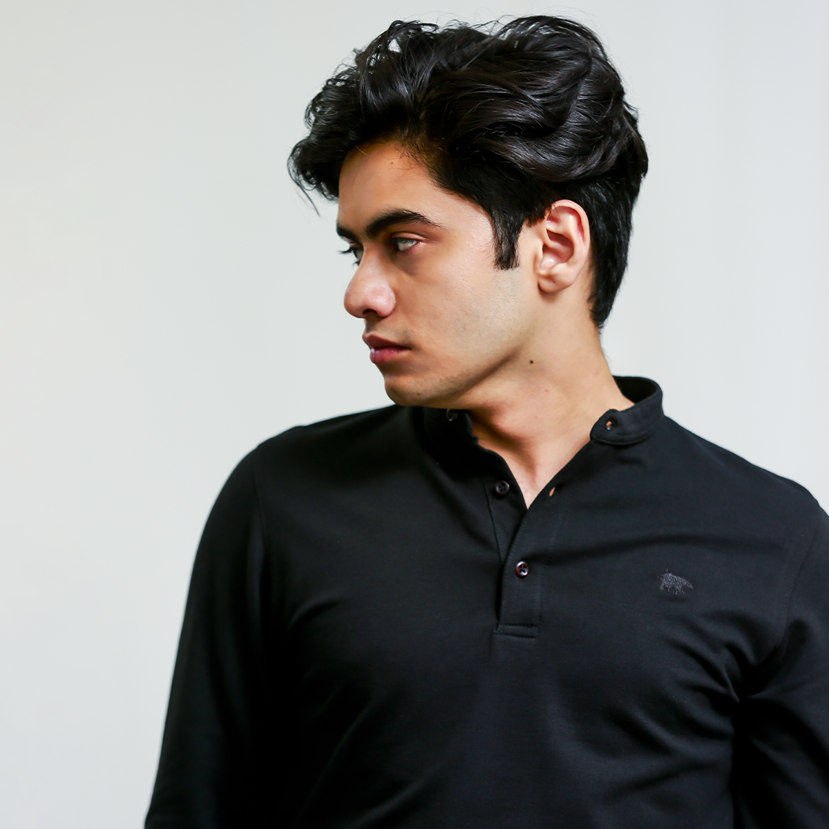 Black Henley Full Sleeves - Men’s Shirt