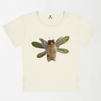 Fairycat Wings Y2K Baby Tee